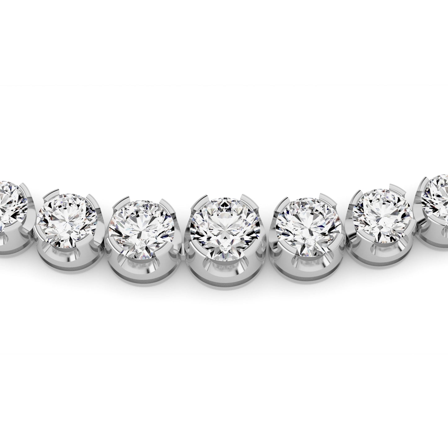 Round (F/VS) Lab Grown Diamond Prong 14K White Gold Graduating Full Riviera Tennis Necklace