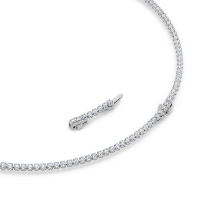 Round (F/VS) Lab Grown Diamond Prong 14K White Gold Graduating Full Riviera Tennis Necklace