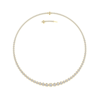 Round (F/VS) Lab Grown Diamond Prong 14K Yellow Gold Graduating Full Riviera Tennis Necklace
