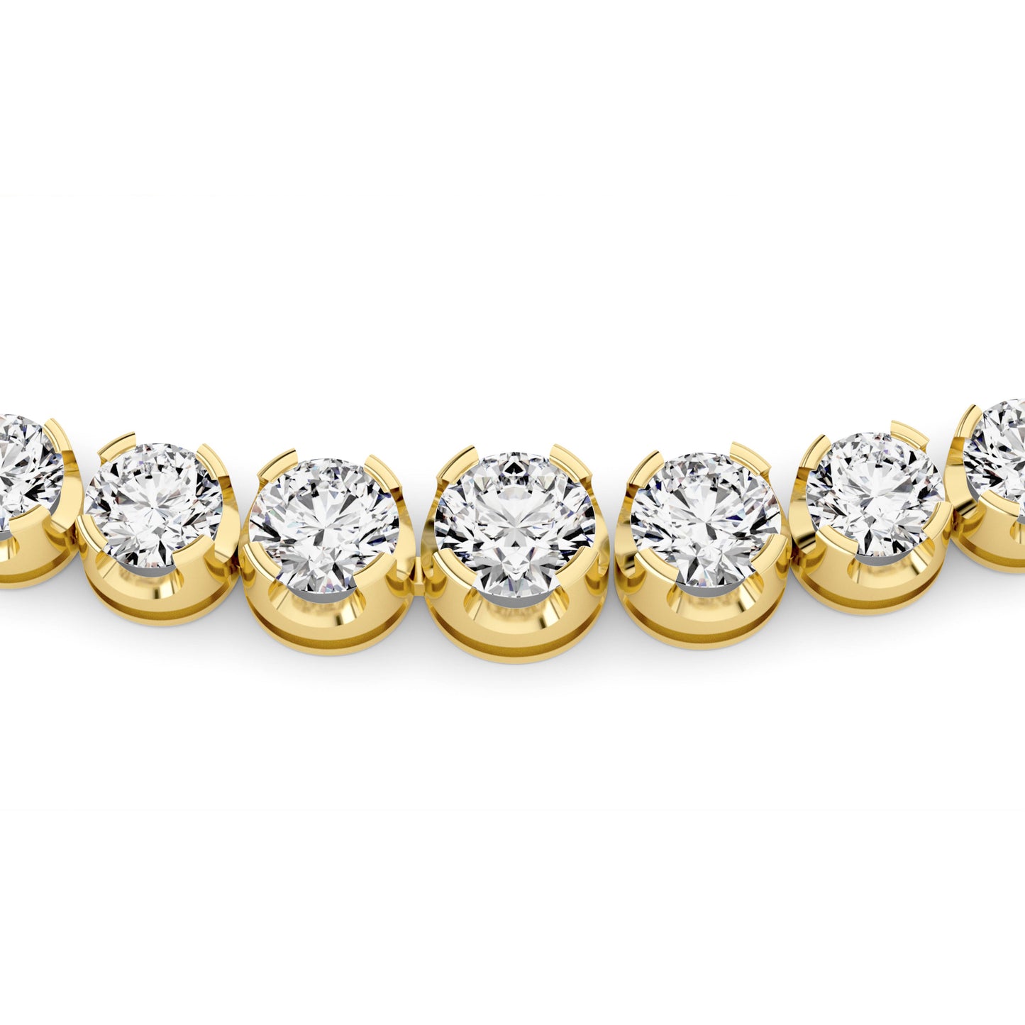 Round (F/VS) Lab Grown Diamond Prong 14K Yellow Gold Graduating Full Riviera Tennis Necklace
