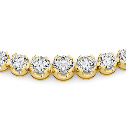 Round (F/VS) Lab Grown Diamond Prong 14K Yellow Gold Graduating Full Riviera Tennis Necklace