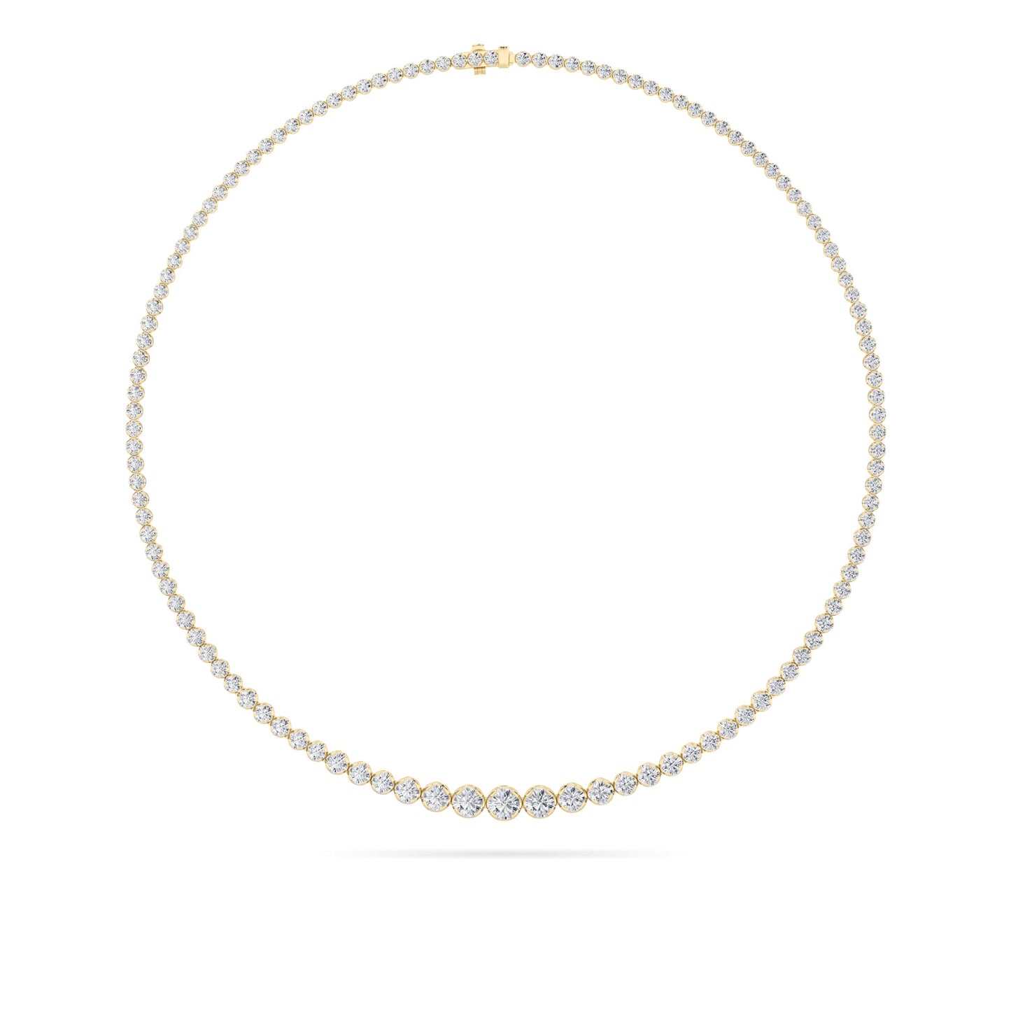 Round (F/VS) Lab Grown Diamond Prong 14K Yellow Gold Graduating Full Riviera Tennis Necklace