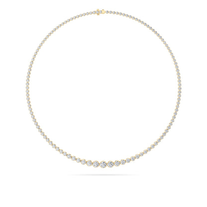 Round (F/VS) Lab Grown Diamond Prong 14K Yellow Gold Graduating Full Riviera Tennis Necklace