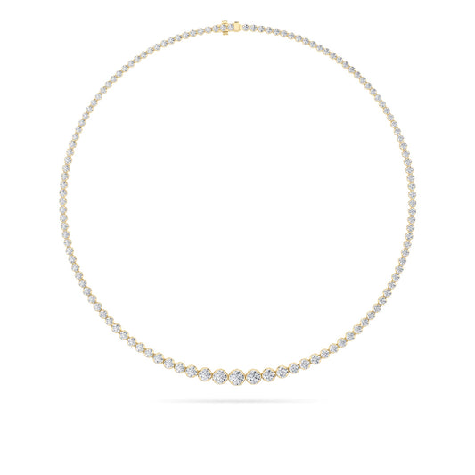 Round (F/VS) Lab Grown Diamond Prong 14K Yellow Gold Graduating Full Riviera Tennis Necklace
