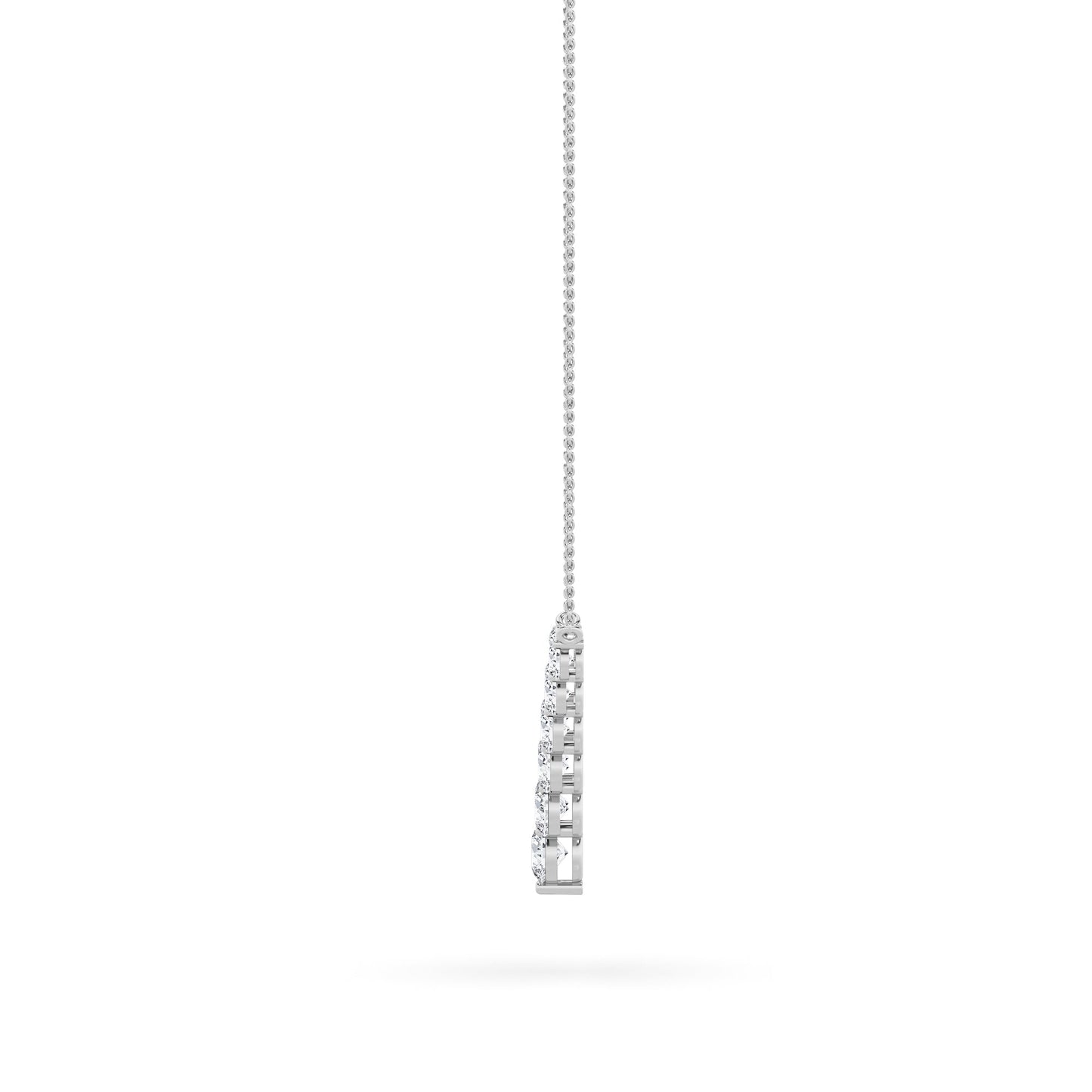 5.0ct Round Shaped Lab Grown Diamond (F/VS) Graduating V Necklace in 14K White Gold