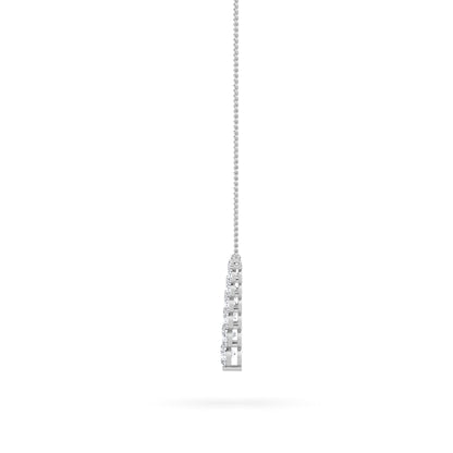 5.0ct Round Shaped Lab Grown Diamond (F/VS) Graduating V Necklace in 14K White Gold