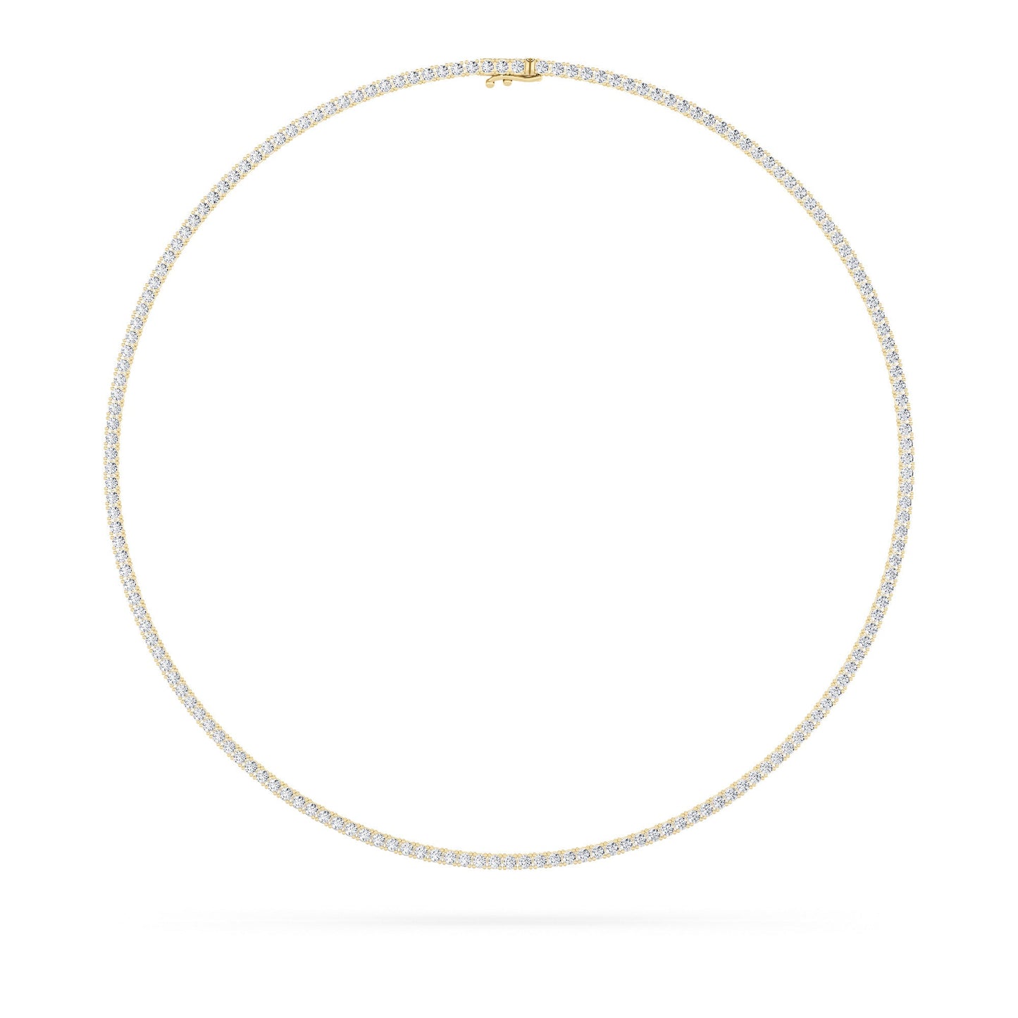 Round (F/VS) Lab Grown Diamond Prong 14K Yellow Gold Classic Eternity Tennis Necklace