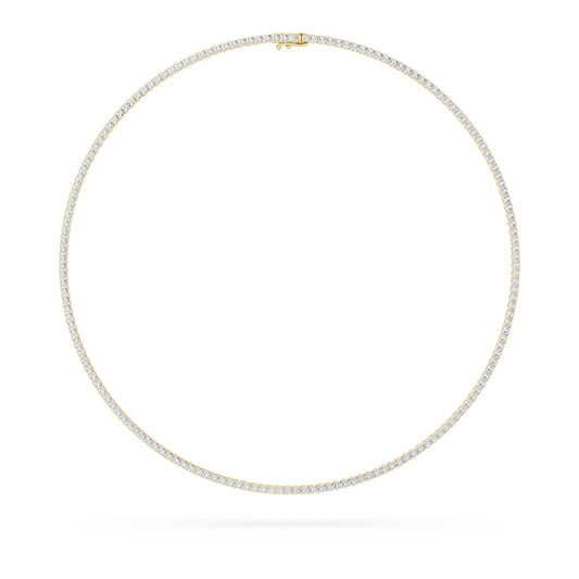 Round (F/VS) Lab Grown Diamond Prong 14K Yellow Gold Classic Eternity Tennis Necklace