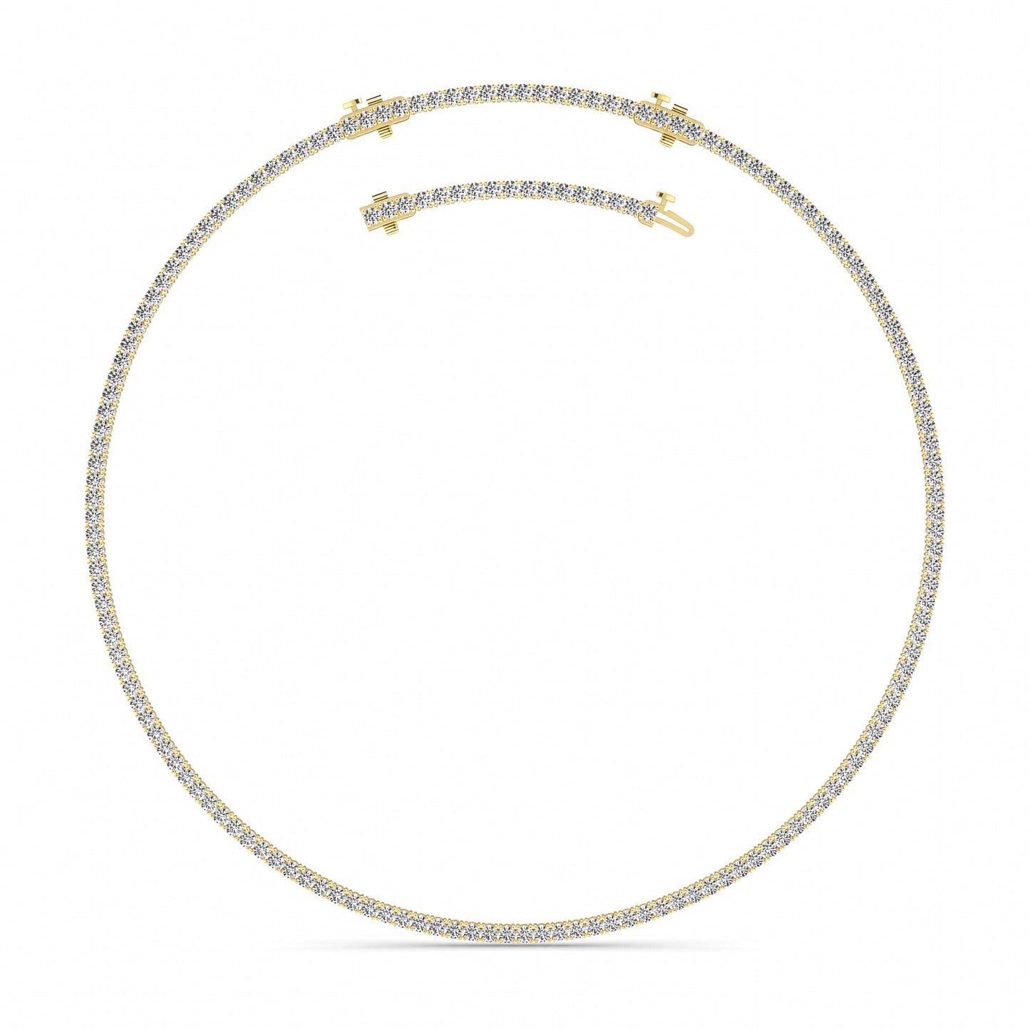 Round (F/VS) Lab Grown Diamond Prong 14K Yellow Gold Classic Eternity Tennis Necklace