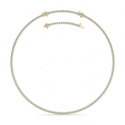 Round (F/VS) Lab Grown Diamond Prong 14K Yellow Gold Classic Eternity Tennis Necklace