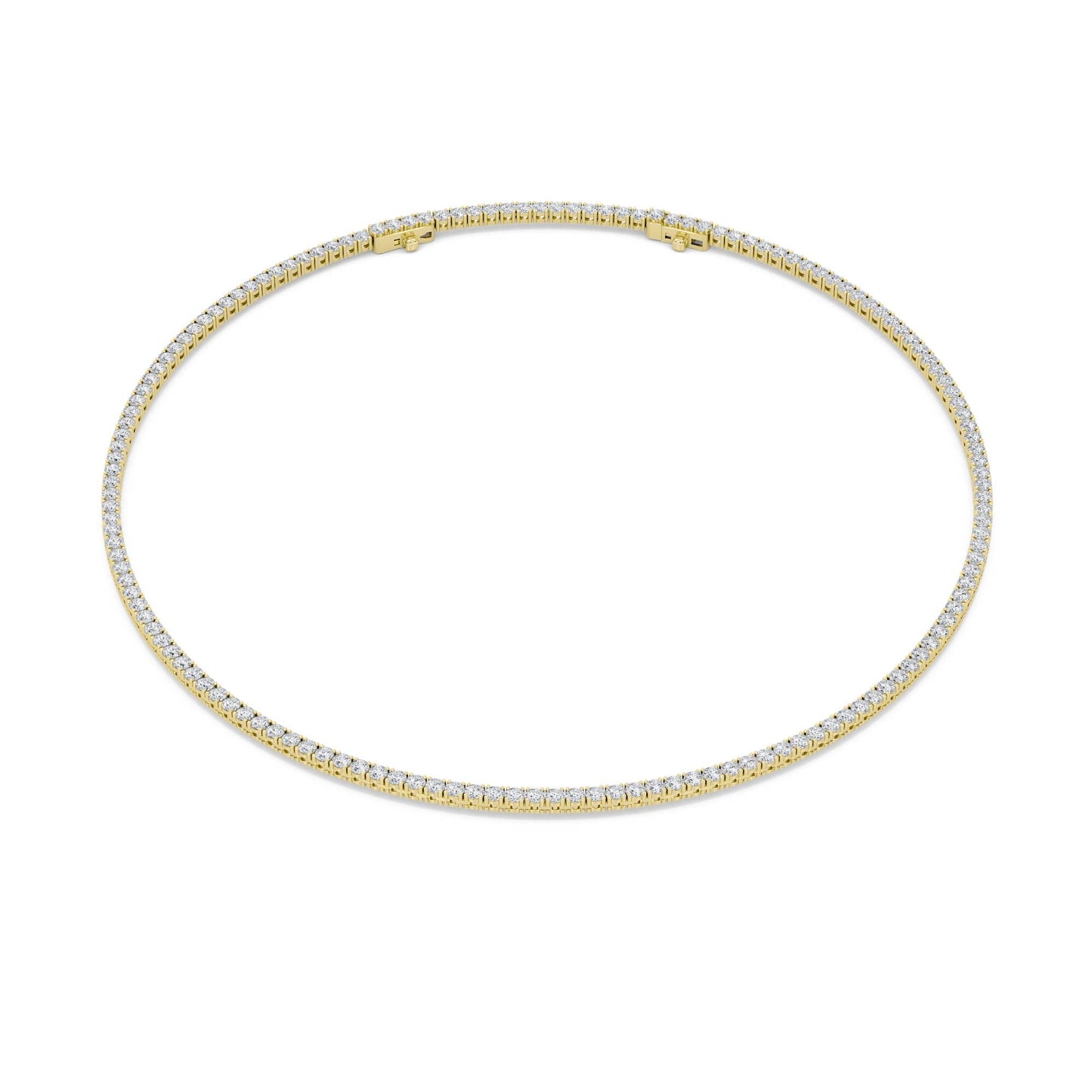 Round (F/VS) Lab Grown Diamond Prong 14K Yellow Gold Classic Eternity Tennis Necklace