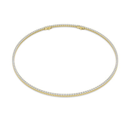 Round (F/VS) Lab Grown Diamond Prong 14K Yellow Gold Classic Eternity Tennis Necklace