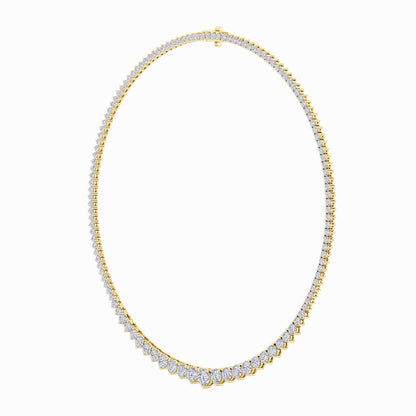 10.0-15.0ct Round Shaped Lab Grown Diamond (F/VS) Three Prong Graduating Necklace in 14K Yellow Gold