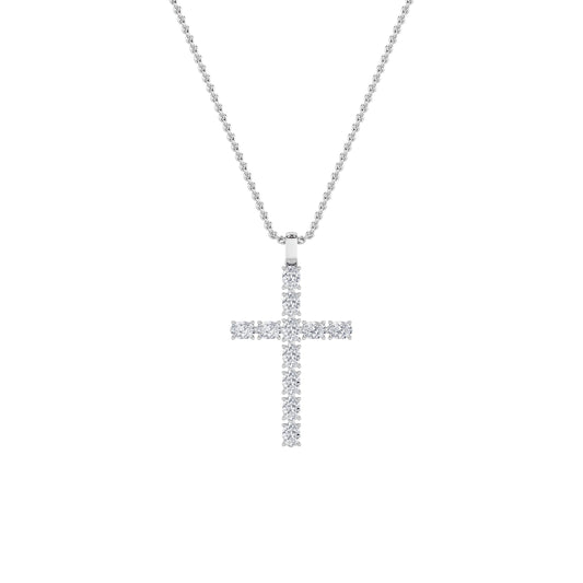2.0ct Oval Shaped Lab Grown Diamond (F/VS) Cross Pendant in 14K White Gold