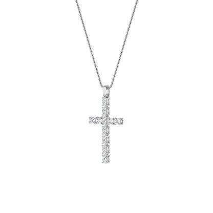 2.0ct Oval Shaped Lab Grown Diamond (F/VS) Cross Pendant in 14K White Gold