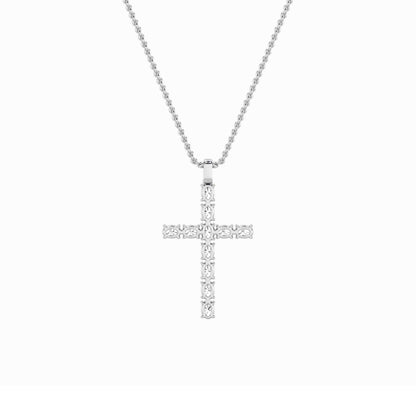 2.0ct Oval Shaped Lab Grown Diamond (F/VS) Cross Pendant in 14K White Gold