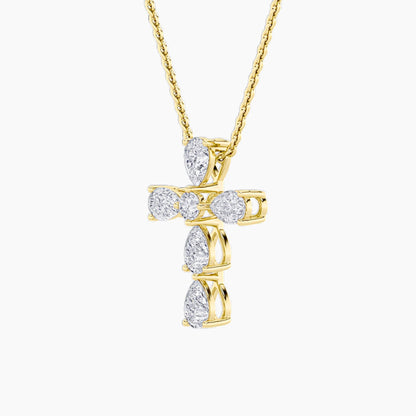 2.5ct Pear Shaped Lab Grown Diamond (F/VS) Cross Pendant in 14K Yellow Gold