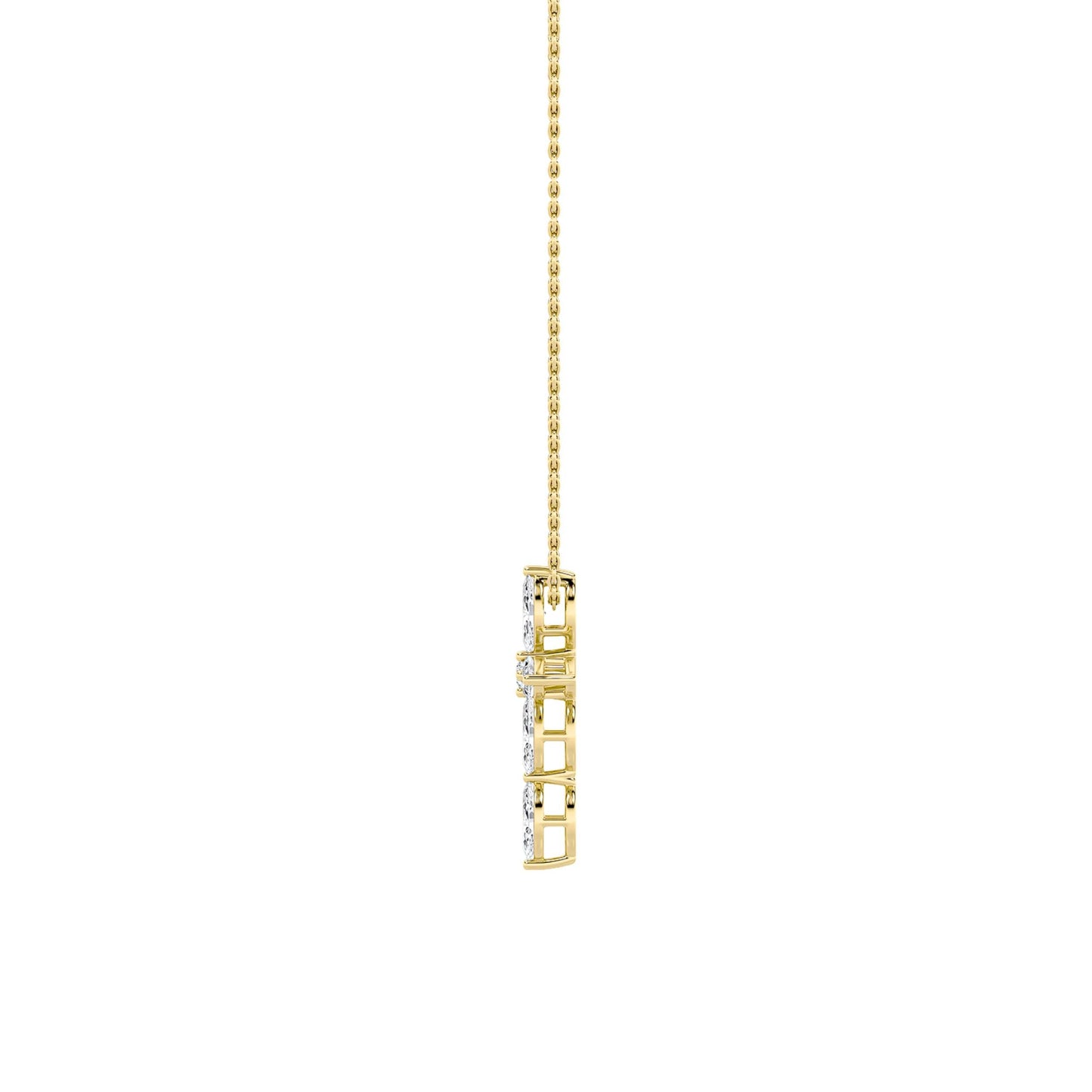 2.0ct Marquise Shaped Lab Grown Diamond (F/VS) Cross Pendant in 14K Yellow Gold