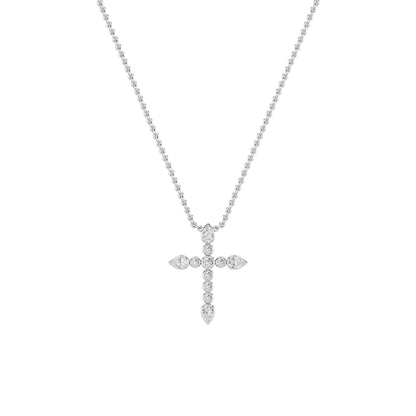 1.5ct Pear Shaped Lab Grown Diamond (F/VS) CrossPendant in 14K White Gold