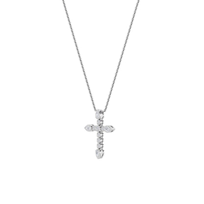 1.5ct Pear Shaped Lab Grown Diamond (F/VS) CrossPendant in 14K White Gold