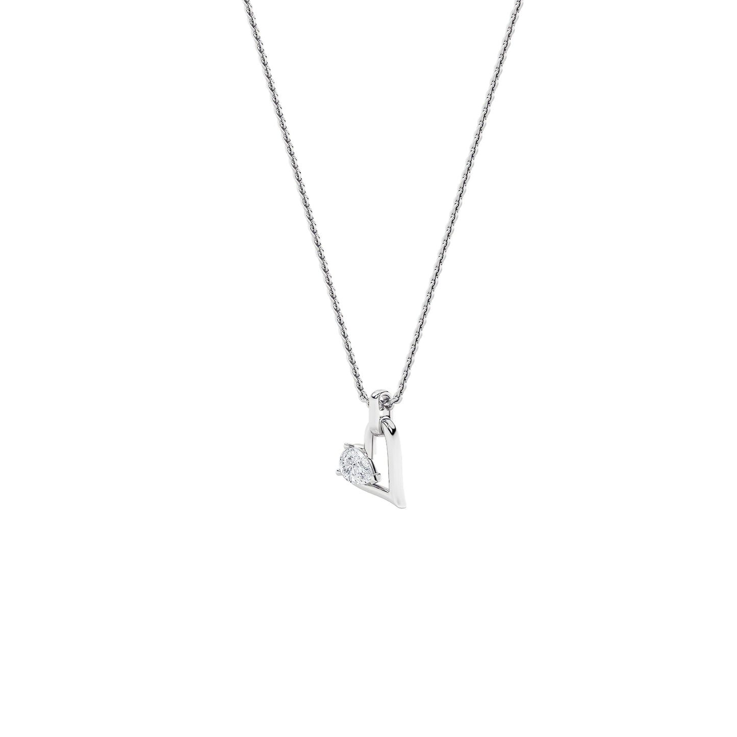 1.0ct Pear Shaped Lab Grown Diamond (F/VS) Heart Shaped Dangle Pendant in 14K White Gold