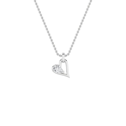 1.0ct Pear Shaped Lab Grown Diamond (F/VS) Heart Shaped Dangle Pendant in 14K White Gold
