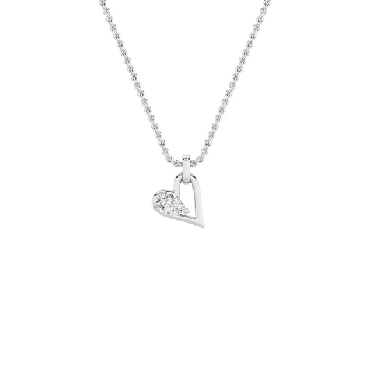1.0ct Pear Shaped Lab Grown Diamond (F/VS) Heart Shaped Dangle Pendant in 14K White Gold