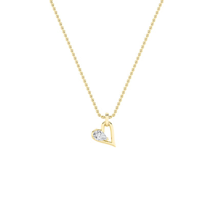 1.0ct Pear Shaped Lab Grown Diamond (F/VS) Heart Shaped Dangle Pendant in 14K Yellow Gold