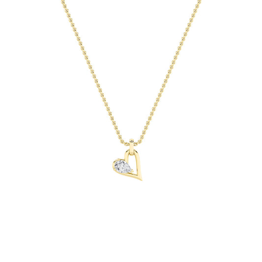 1.0ct Pear Shaped Lab Grown Diamond (F/VS) Heart Shaped Dangle Pendant in 14K Yellow Gold