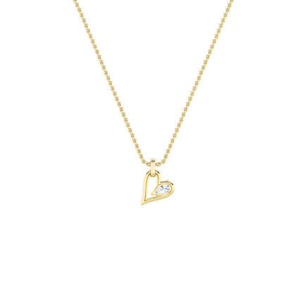 1.0ct Pear Shaped Lab Grown Diamond (F/VS) Heart Shaped Dangle Pendant in 14K Yellow Gold