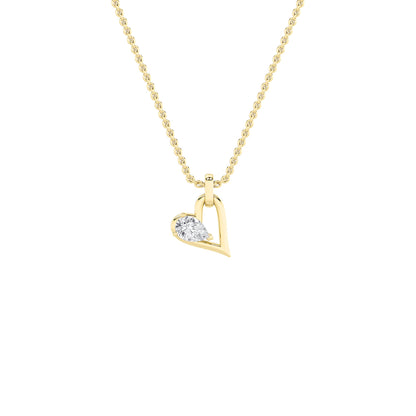 1.0ct Pear Shaped Lab Grown Diamond (F/VS) Heart Shaped Dangle Pendant in 14K Yellow Gold
