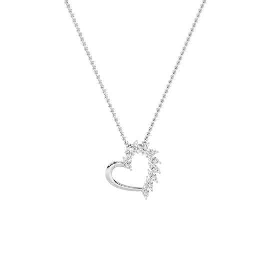 2.0ct Marquise Shaped Lab Grown Diamond (F/VS) Heart Shaped Pendant in 14K White Gold