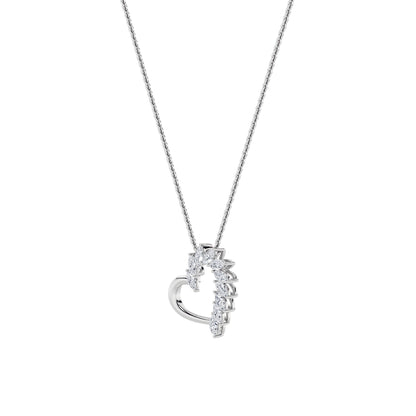2.0ct Marquise Shaped Lab Grown Diamond (F/VS) Heart Shaped Pendant in 14K White Gold