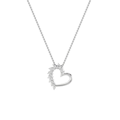 2.0ct Marquise Shaped Lab Grown Diamond (F/VS) Heart Shaped Pendant in 14K White Gold