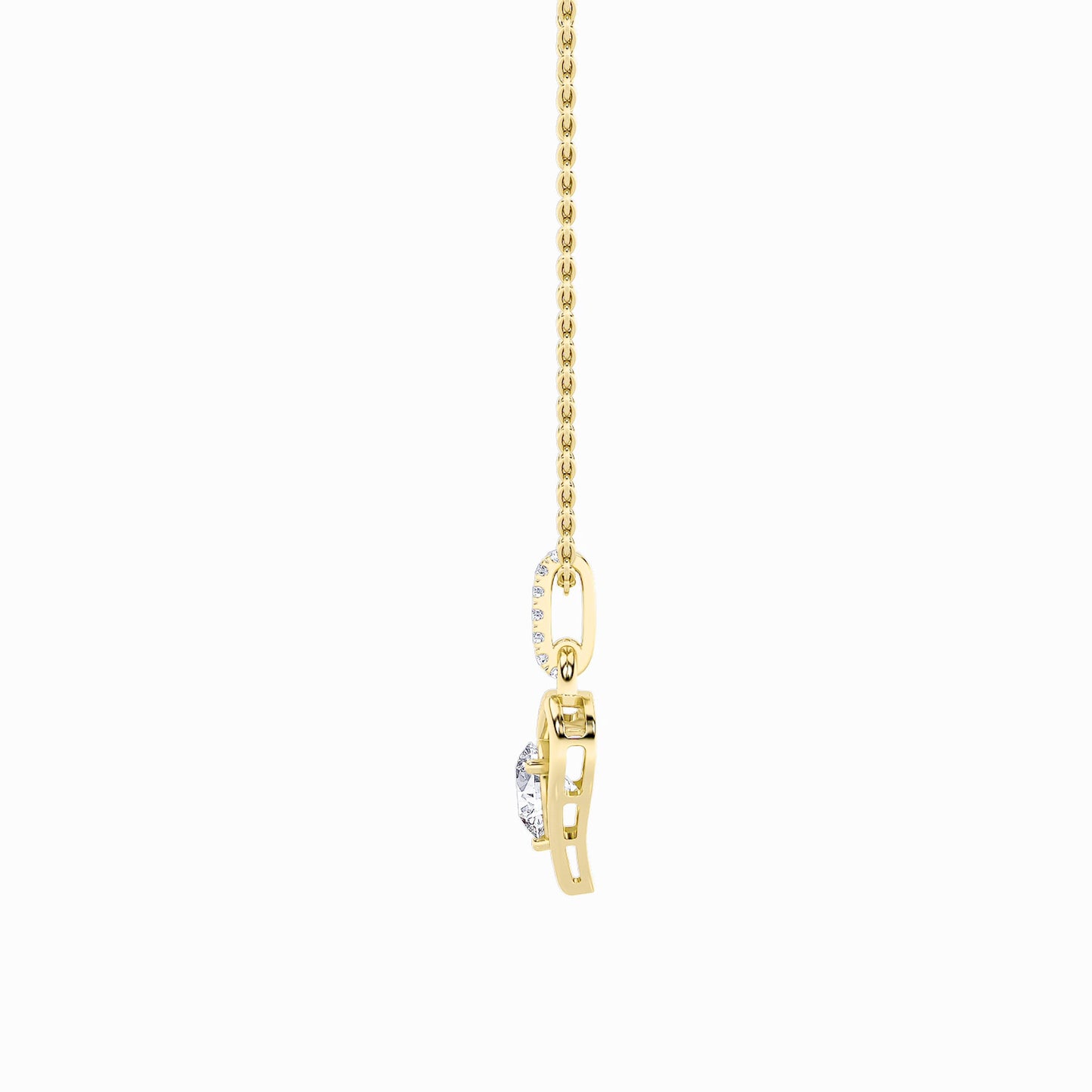1.5ct Round Shaped Lab Grown Diamond (F/VS) Heart Shaped Pendant in 14K Yellow Gold