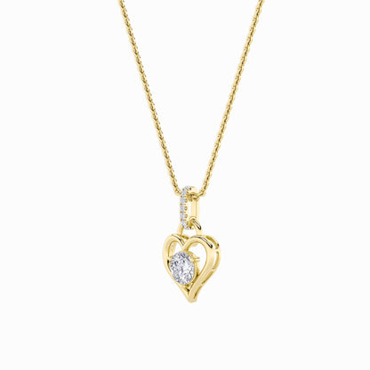 1.5ct Round Shaped Lab Grown Diamond (F/VS) Heart Shaped Pendant in 14K Yellow Gold