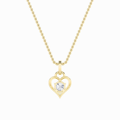 1.5ct Round Shaped Lab Grown Diamond (F/VS) Heart Shaped Pendant in 14K Yellow Gold