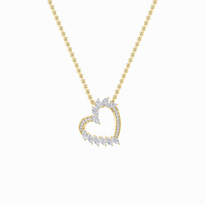 2.5ct Marquise Shaped Lab Grown Diamond (F/VS) Heart Shaped Pendant in 14K Yellow Gold