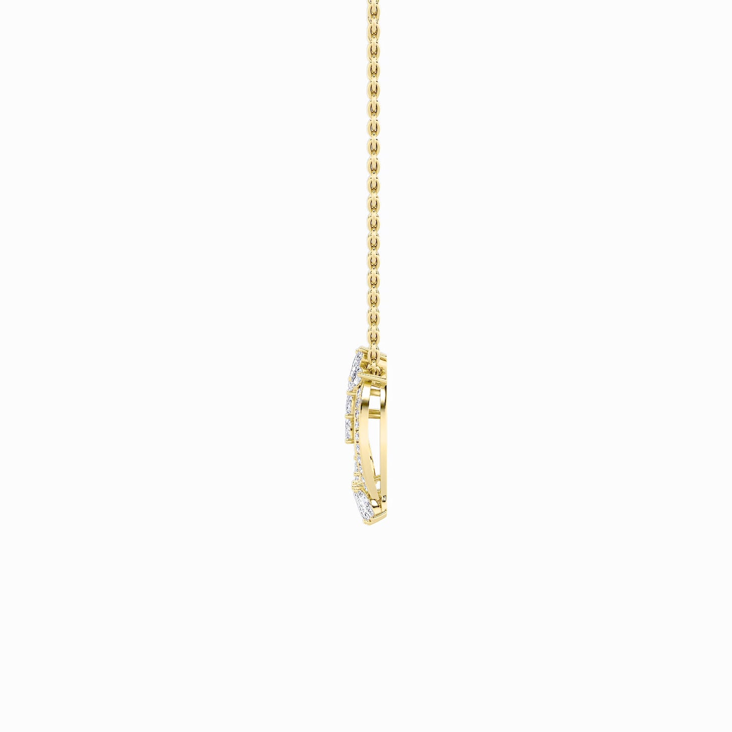 2.5ct Marquise Shaped Lab Grown Diamond (F/VS) Heart Shaped Pendant in 14K Yellow Gold