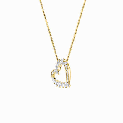 2.5ct Marquise Shaped Lab Grown Diamond (F/VS) Heart Shaped Pendant in 14K Yellow Gold
