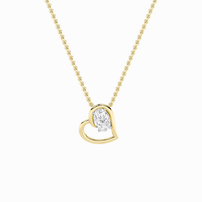 2.0ct Oval Shaped Lab Grown Diamond (F/VS) Heart Shaped Pendant in 14K Yellow Gold
