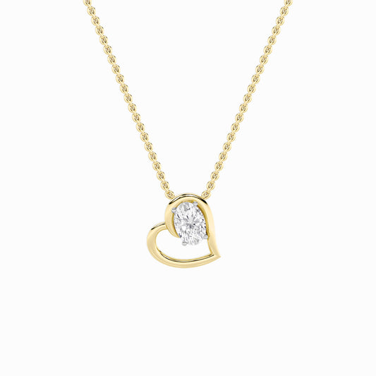 2.0ct Oval Shaped Lab Grown Diamond (F/VS) Heart Shaped Pendant in 14K Yellow Gold