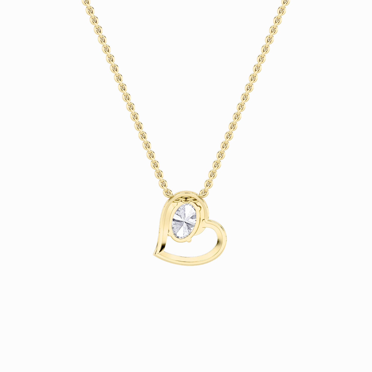 2.0ct Oval Shaped Lab Grown Diamond (F/VS) Heart Shaped Pendant in 14K Yellow Gold
