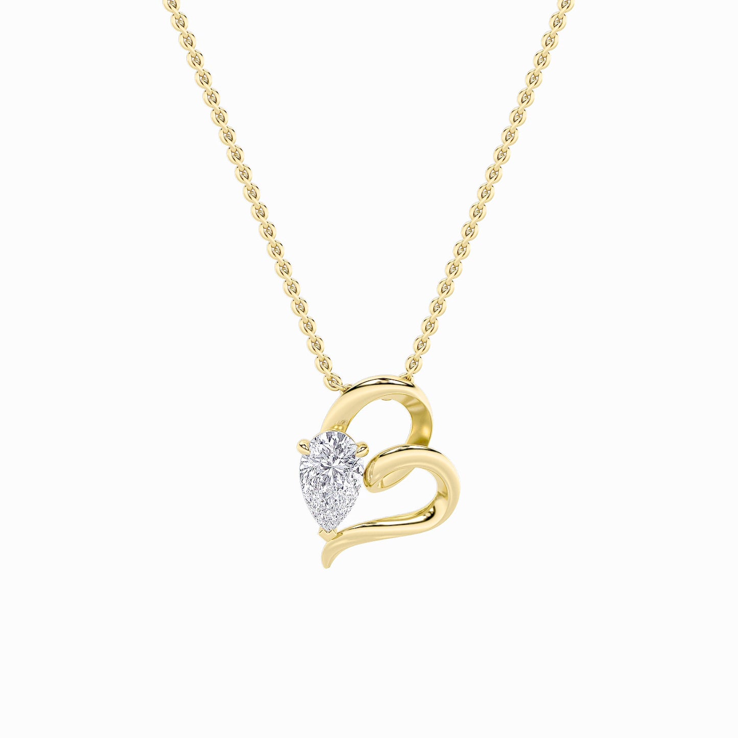 2.0ct Pear Shaped Lab Grown Diamond (F/VS) Heart Shaped Pendant in 14K Yellow Gold