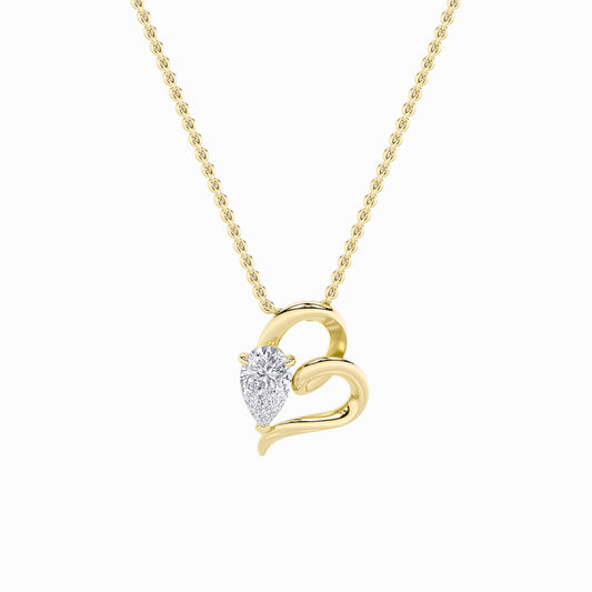 2.0ct Pear Shaped Lab Grown Diamond (F/VS) Heart Shaped Pendant in 14K Yellow Gold