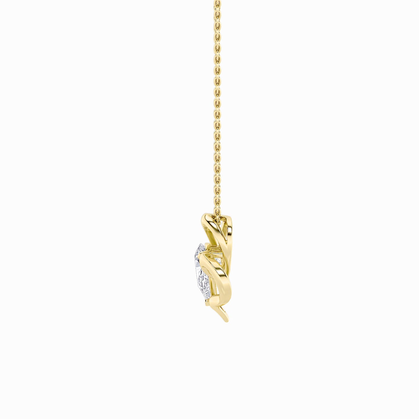 2.0ct Pear Shaped Lab Grown Diamond (F/VS) Heart Shaped Pendant in 14K Yellow Gold
