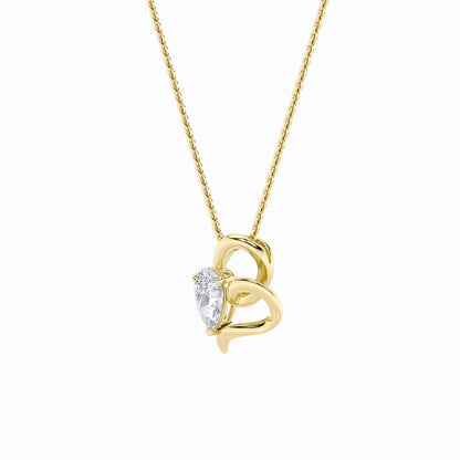 2.0ct Pear Shaped Lab Grown Diamond (F/VS) Heart Shaped Pendant in 14K Yellow Gold