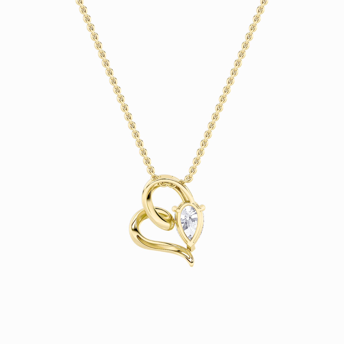2.0ct Pear Shaped Lab Grown Diamond (F/VS) Heart Shaped Pendant in 14K Yellow Gold