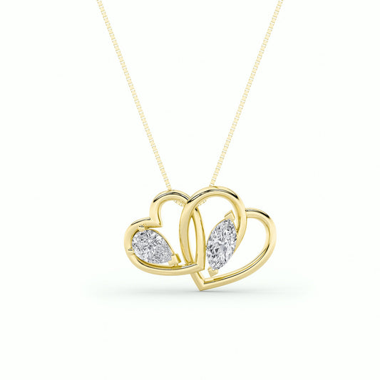 2.0ct Marquise Shaped Lab Grown Diamond (F/VS) Heart Shaped Pendant in 14K Yellow Gold