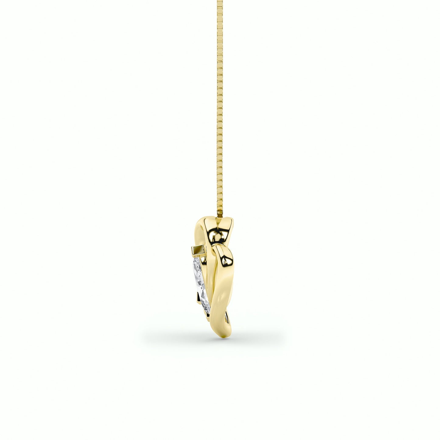 2.0ct Marquise Shaped Lab Grown Diamond (F/VS) Heart Shaped Pendant in 14K Yellow Gold